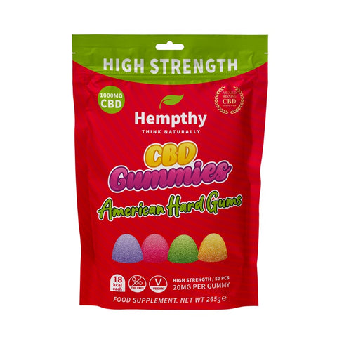 Hempthy 1000mg CBD - American Hard Gums - Vegan 50 pack
