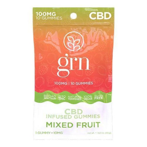 GRN - CBD Broad Spectrum Gummies - 100mg - MIXED FRUIT