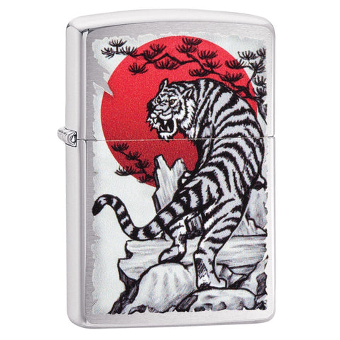 Zippo Classic Lighter - Asian Tiger - Brushed Chrome