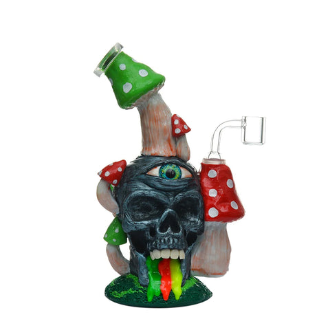 Magic Mushroom Skull  - Glass & Resin 25cm Dab Rig / Bong