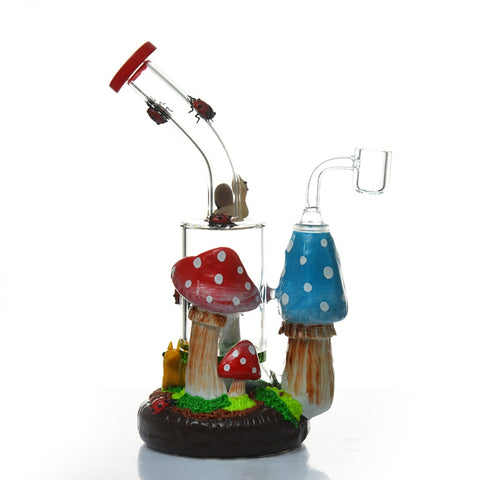Magic Mushroom Ladybird - Glass & Resin 23cm Dab Rig / Bong
