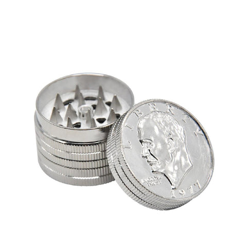 50mm Silver Coin 3 Part Metal Grinder
