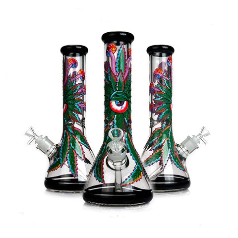 3D Eye Leaf - 34cm Thick Glass Waterpipe Bong
