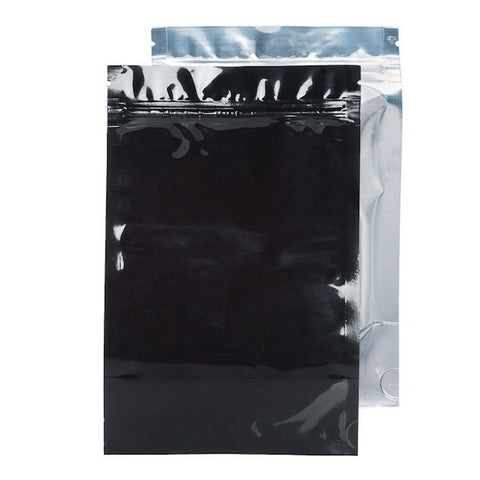 14g x 25 Mylar Smell Proof Bags Clear Front/Black Back