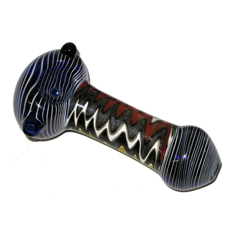 Striped / Spotted - 5" Inch Dark Blue - Heavy Duty Glass Pipe