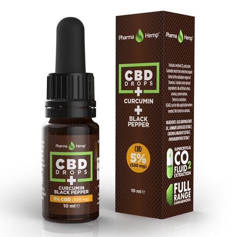PharmaHemp - CBD Oil Drops + Curcumin 5% / 500mg CBD 10ml - The JuicyJoint
