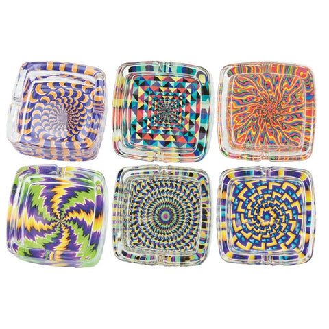Square Glass Ashtray - Psychedelic Pattern Designs