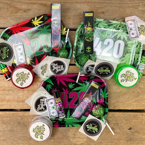 420 Green Leaves - Small Rolling Tray Gift Set