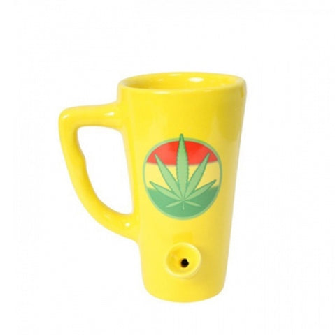 Bong Coffee Mug - Yellow Rasta Leaf - The JuicyJoint