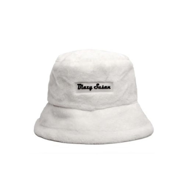 Blazy Susan Fuzzy Bucket Hat White The JuicyJoint
