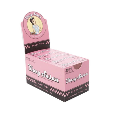 Blazy Susan - Pink - Perforated Filter Tips - Box of 25