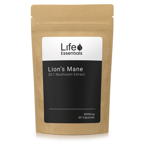 CBD Life Essentials - Food Supplement Capsules - Lions Mane 20:1 Mushroom Extract