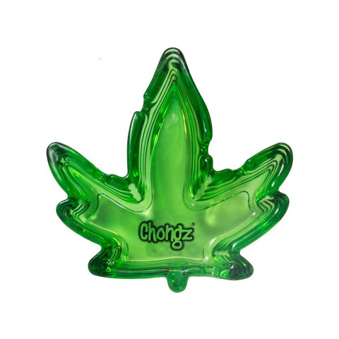 Chongz - Leaf Shape Glass Ashtray - Transparent Green