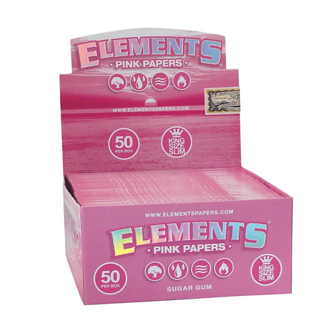 Elements Pink - King Size Slim Rolling Papers - Box of 50
