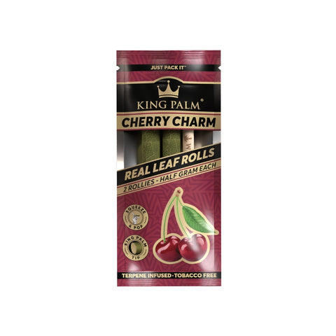 King Palm - Cherry Charm - Terpene Infused Palm Leaf Blunts - Rollie Pack of 2