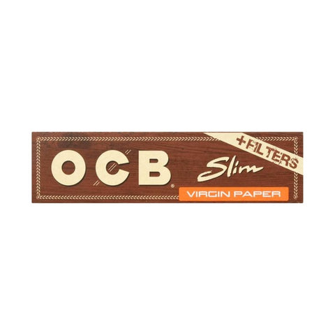 OCB Slim Virgin - Unbleached Kingsize Slim - Rolling Paper with Tips