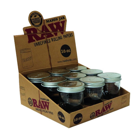RAW - 16oz Glass Mason Jar - Box of 9