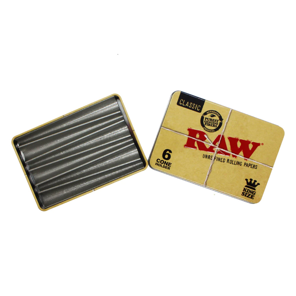 RAW 6 King Size Cone Holder Tin Cone Case The JuicyJoint