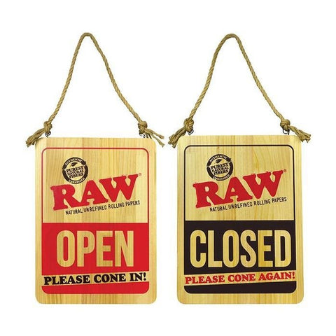 RAW - Wooden Door Sign - Open / Closed