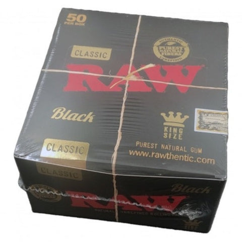 Raw Black - Classic "WIDE" Kingsize Papers - Box of 50