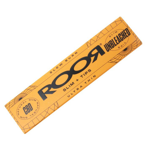ROOR - CBD Gum Unbleached King Size Slim Rolling Papers + Tips
