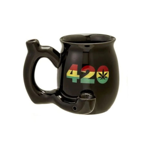 Stoner Pipe Mug - Black "420 Rasta Leaf" Design