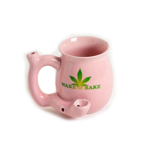 Stoner Pipe Mug - Pink "Wake & Bake" Design