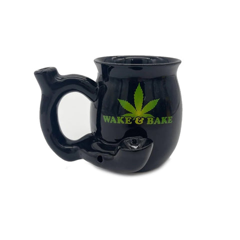 Stoner Pipe Mug - Black "Wake & Bake" Design