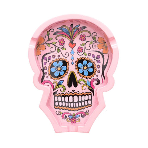 Atomic "Day of the Dead" Polyresin Colourful Skull Ashtray