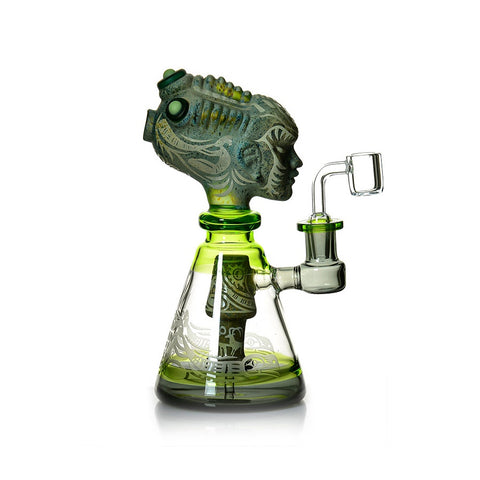 Tiki Head 21cm Alien Bong - USA Glass Sandblasted Dab Rig