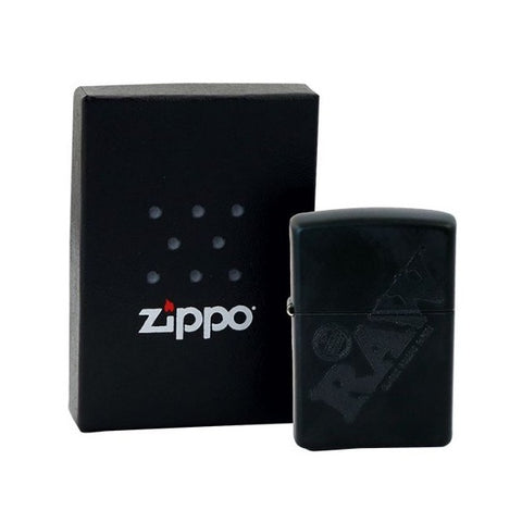 RAW - Black with Black Logo - Zippo Lighter
