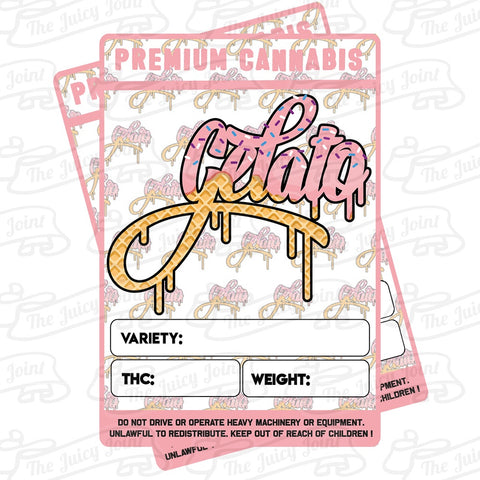 Mylar Bag Stickers - Gelato  x 12 - 3.5 Strain Label