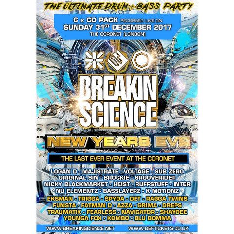 Breakin Science New Years Eve 2017/2018 - Drum And Bass Cd Pack - The JuicyJoint