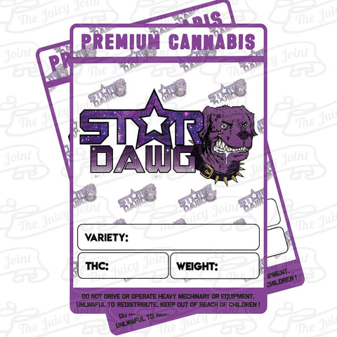 Mylar Bag Stickers - Stardawg x 12 - 3.5 Strain Label