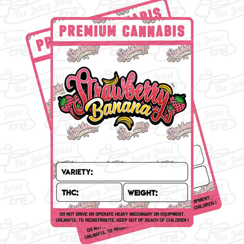 Mylar Bag Stickers - Strawberry Banana x 100 - 3.5 Strain Label