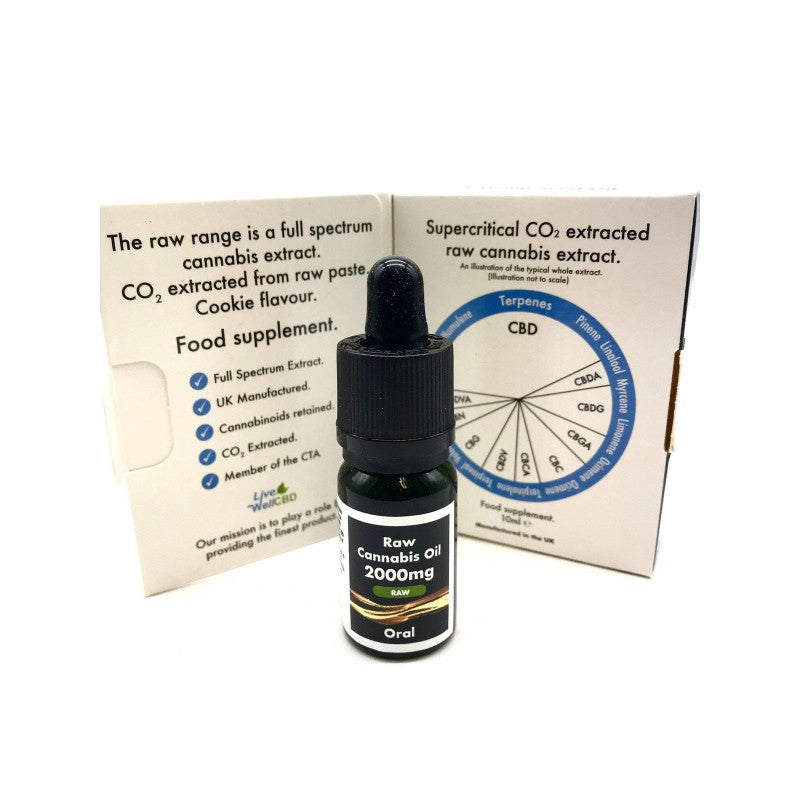 LiveWell 10ml RAW CBD Oral CBD Oil Cookie Flavour The JuicyJoint
