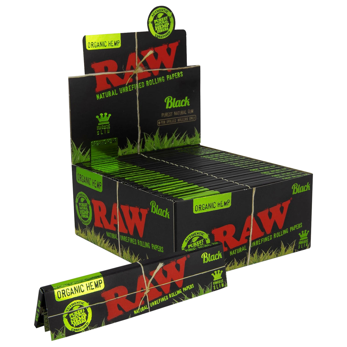 RAW Black - Organic Hemp King Size Slim Papers – The JuicyJoint