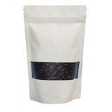 12 x 3.5g Mylar Bags - Matte White Window - Stand Up Pouch