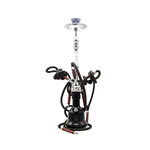 Shisha Pipe - 4 Person, Black and Chrome, 75cm,